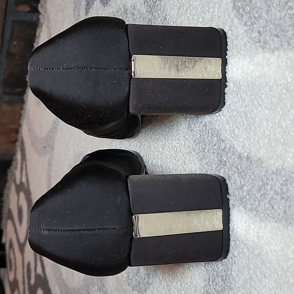 Nicewalk Miami black stretch forefoot insert block heel with silvery stripe sz10 - Picture 3 of 8